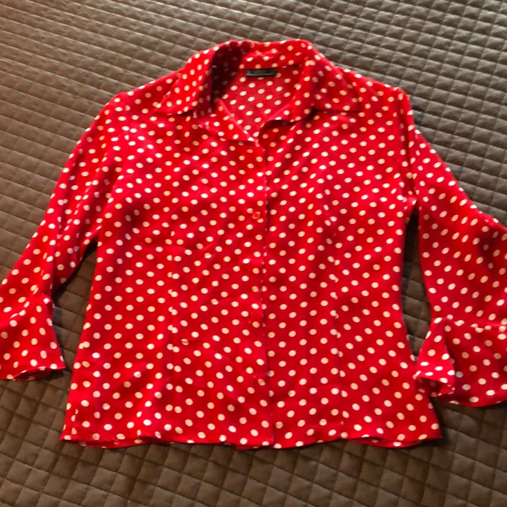 Darling red and white polka dot blouse